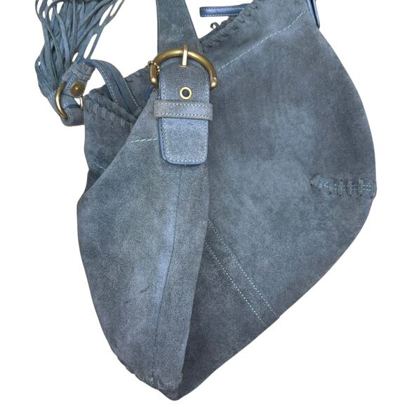 Vintage Coach Soho Fringe Blue Suede Large Hobo #4277 Shoulder Bag Y2K Rare - Picture 9 of 10